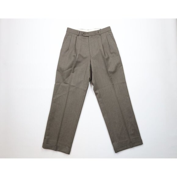 Vtg 90s Polo University Ralph Lauren Mens 28x28 Wool Pleated Cuffed Chino Pants